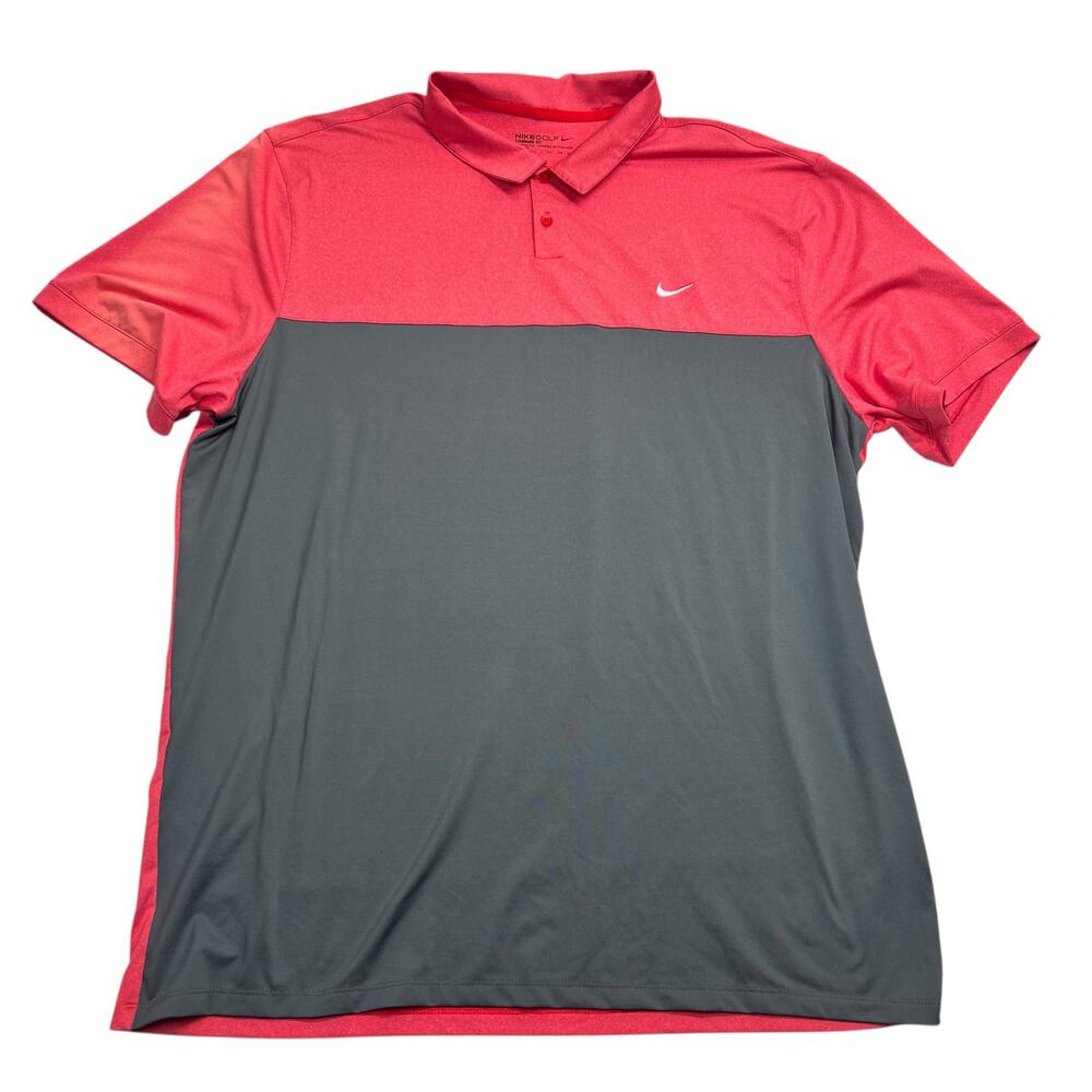 Nike Golf Dri-fit Size XXL Color-block Polo Shirt Pink Gray Sun Damage